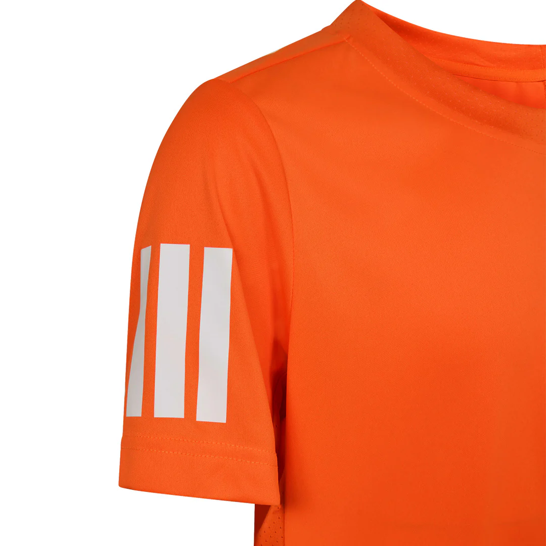 adidas Boys Club 3 Stripe Tee - Pure Orange - Image 4