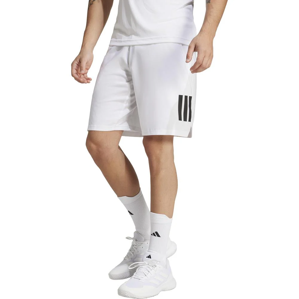 adidas Men's Club 3 Stripe 9" Short - White/Black - Image 2
