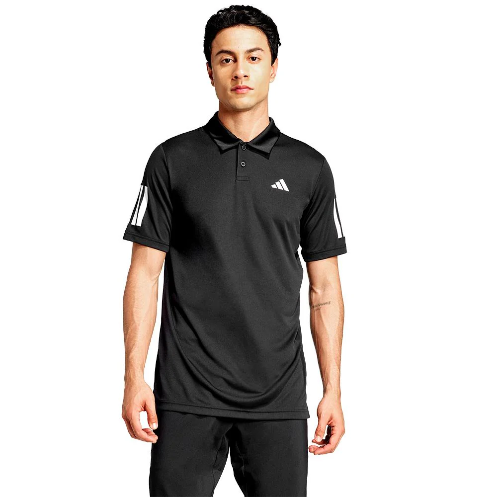 adidas Men's Club 3 Stripe Polo - Black - Image 2