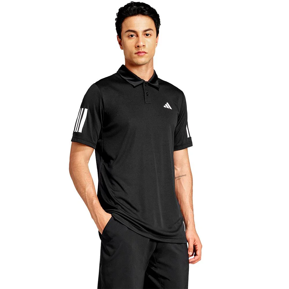 adidas Men's Club 3 Stripe Polo - Black - Image 4