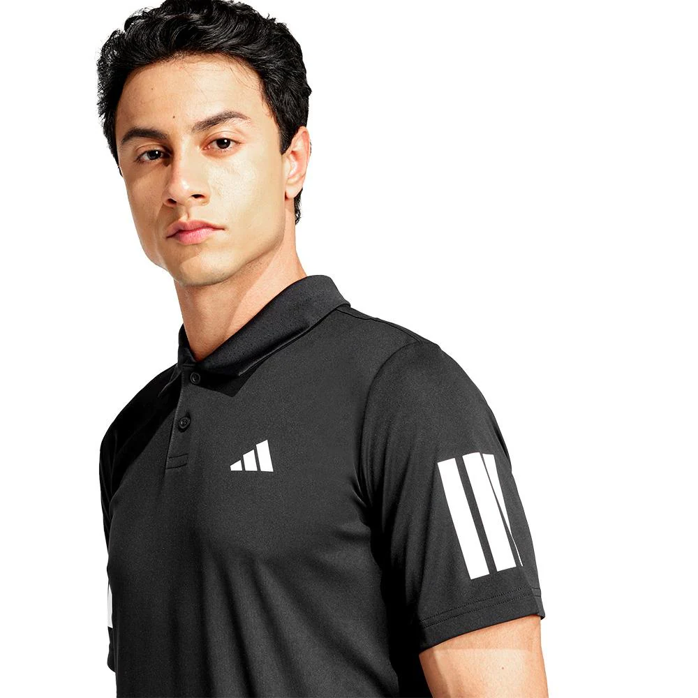 adidas Men's Club 3 Stripe Polo - Black - Image 5