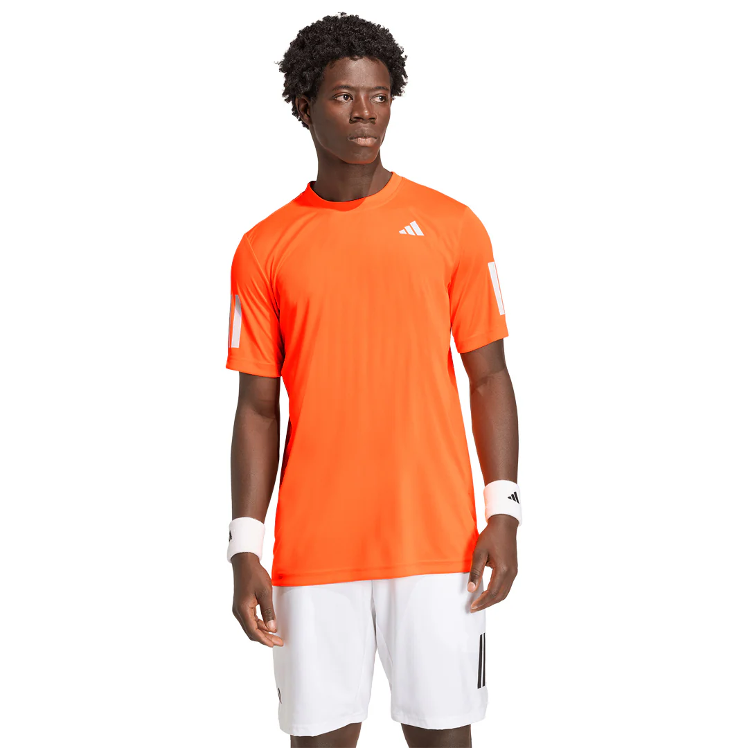adidas Men's Club 3 Stripe Tee - Pure Orange - Image 2