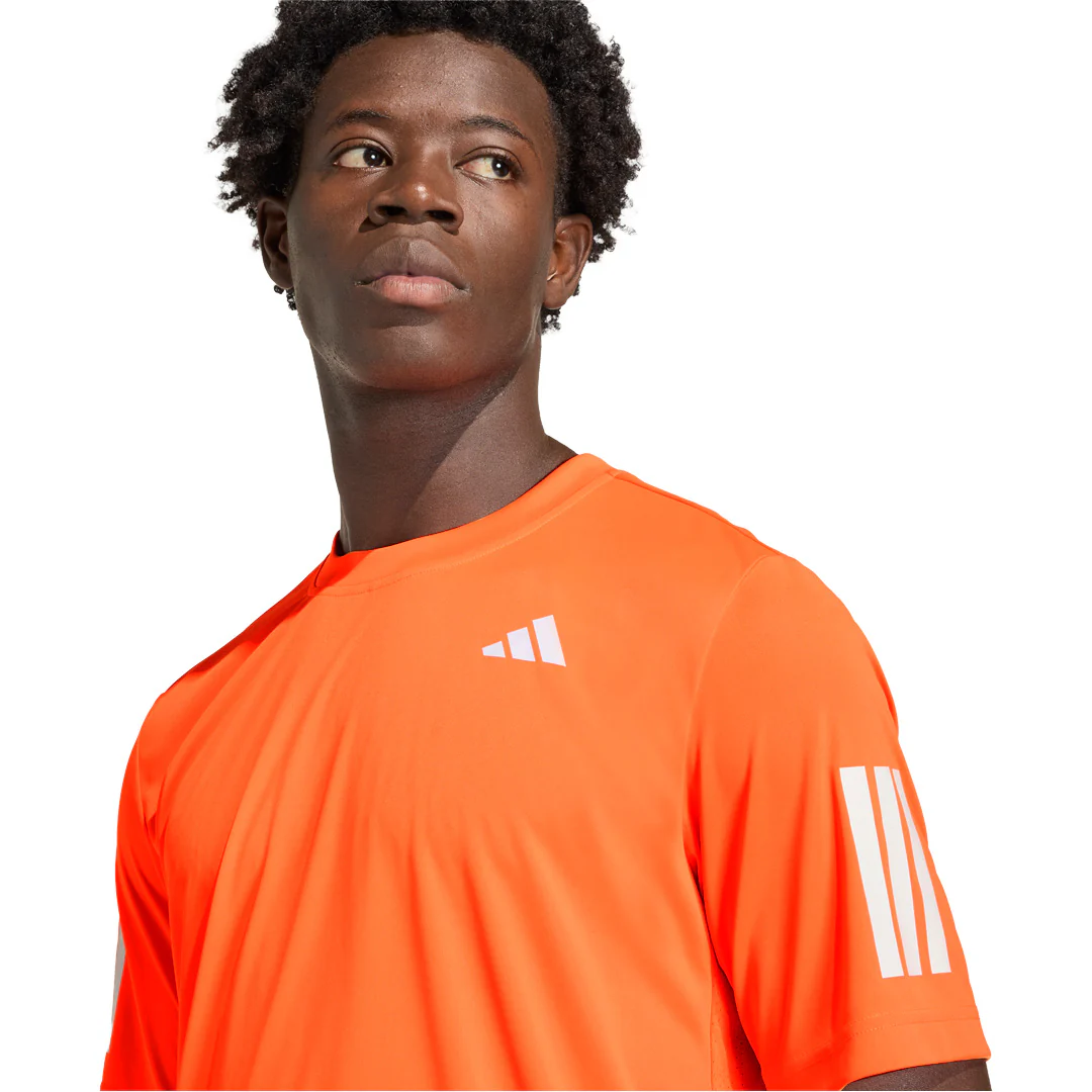 adidas Men's Club 3 Stripe Tee - Pure Orange - Image 5