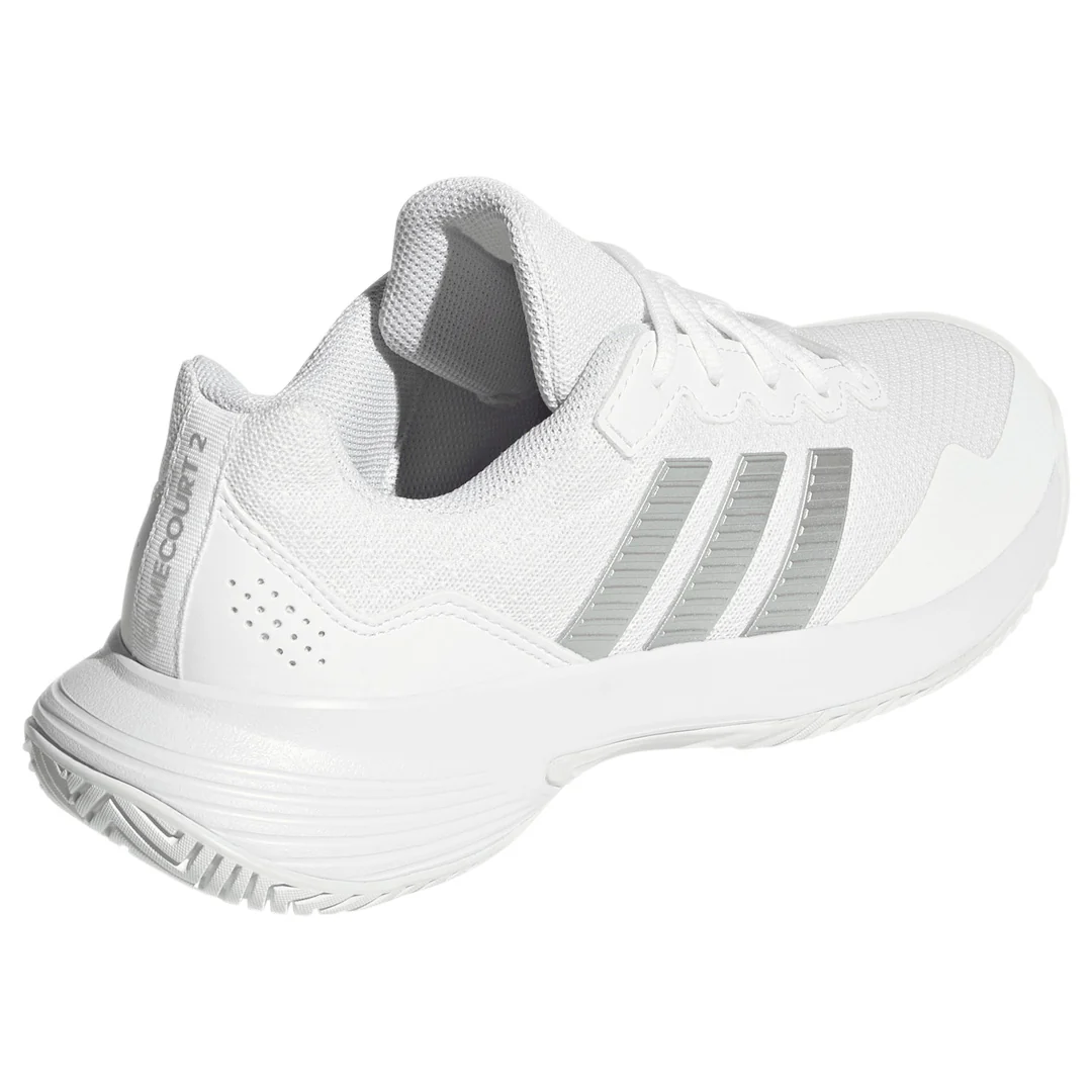 adidas Women's GameCourt 2 - Cloud White/Silver Metallic - Image 4