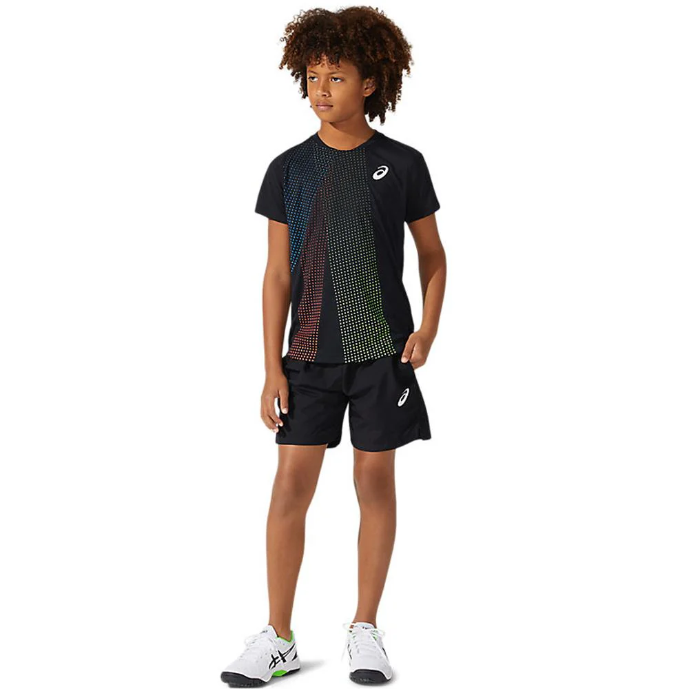 Asics Boys Tennis Graphic SS Top - Performance Black - Image 3