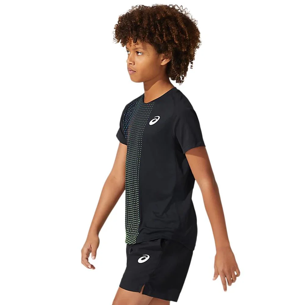 Asics Boys Tennis Graphic SS Top - Performance Black - Image 5