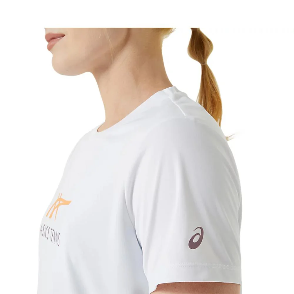 Asics Women's Court Graphic Tee - Brilliant White/Faded Orange - Image 5