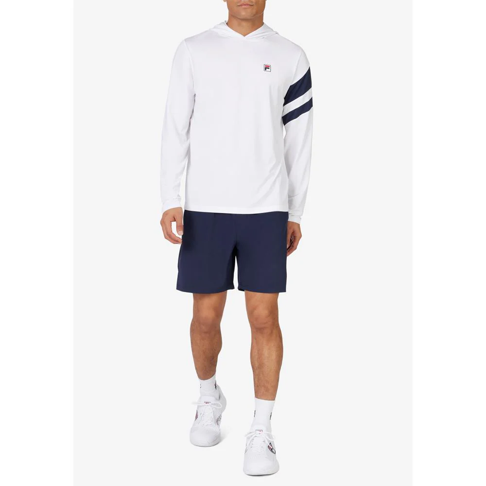 Fila Men's Essentials Longsleeve Hoodie - White/Fila Navy - Image 3