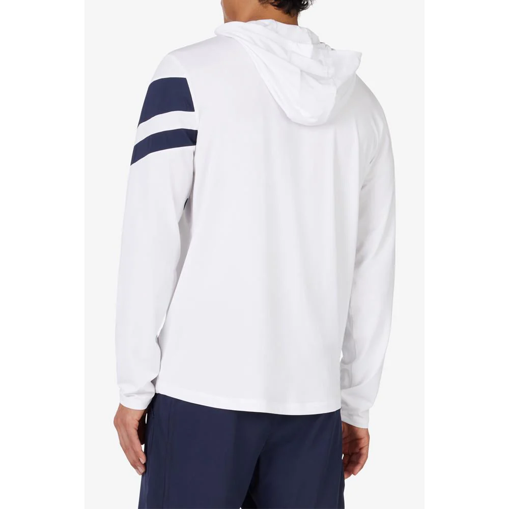 Fila Men's Essentials Longsleeve Hoodie - White/Fila Navy - Image 5