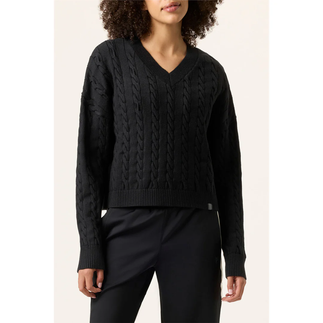 Fila Women's Baseline Chunky V-Neck Sweater - Black - Image 2