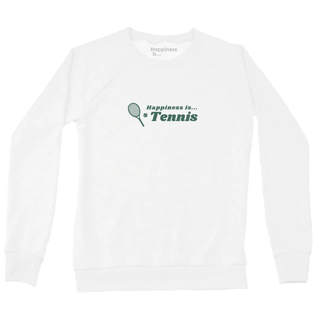 Happiness is... Women's Tennis Racquet Crew Sweatshirt - White