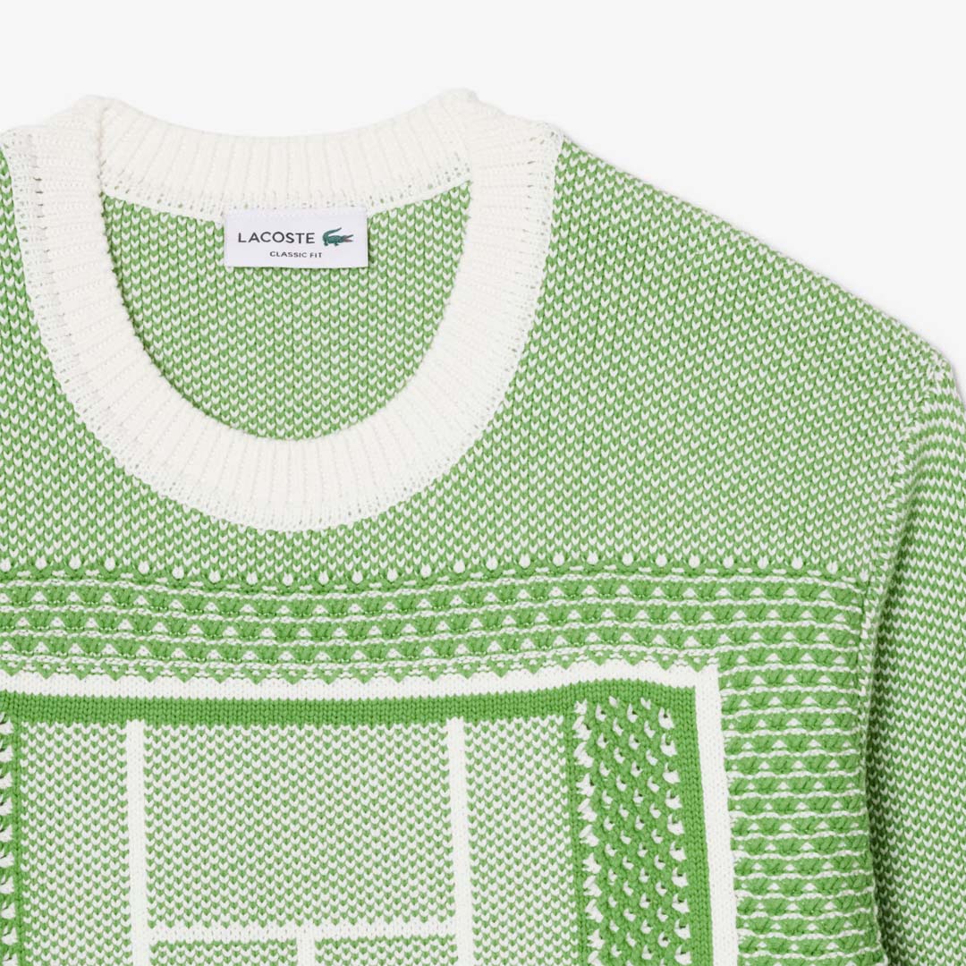 Lacoste Men's Court Graphic Jaquard Sweater - Green/White - Image 2