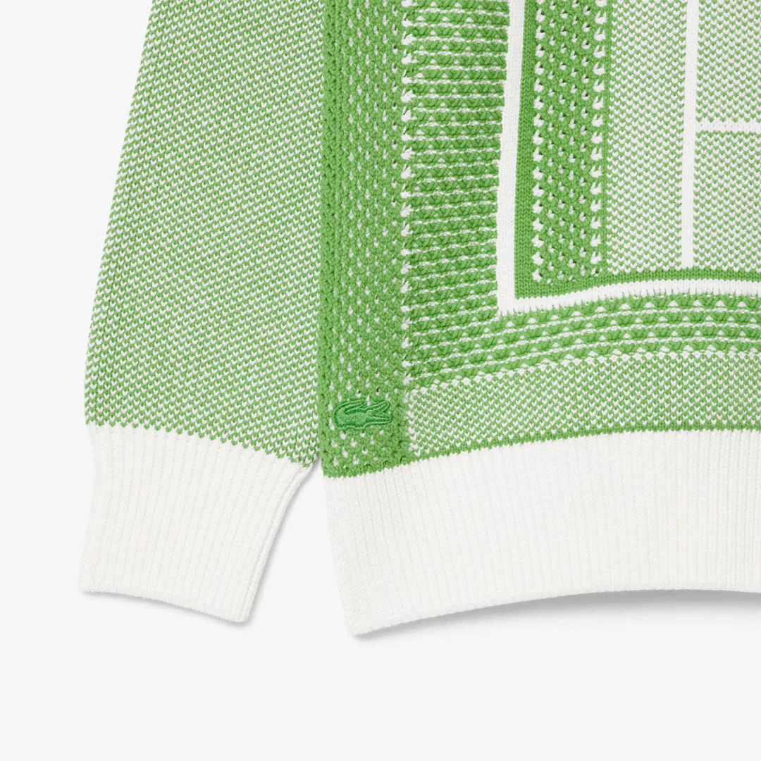 Lacoste Men's Court Graphic Jaquard Sweater - Green/White - Image 3