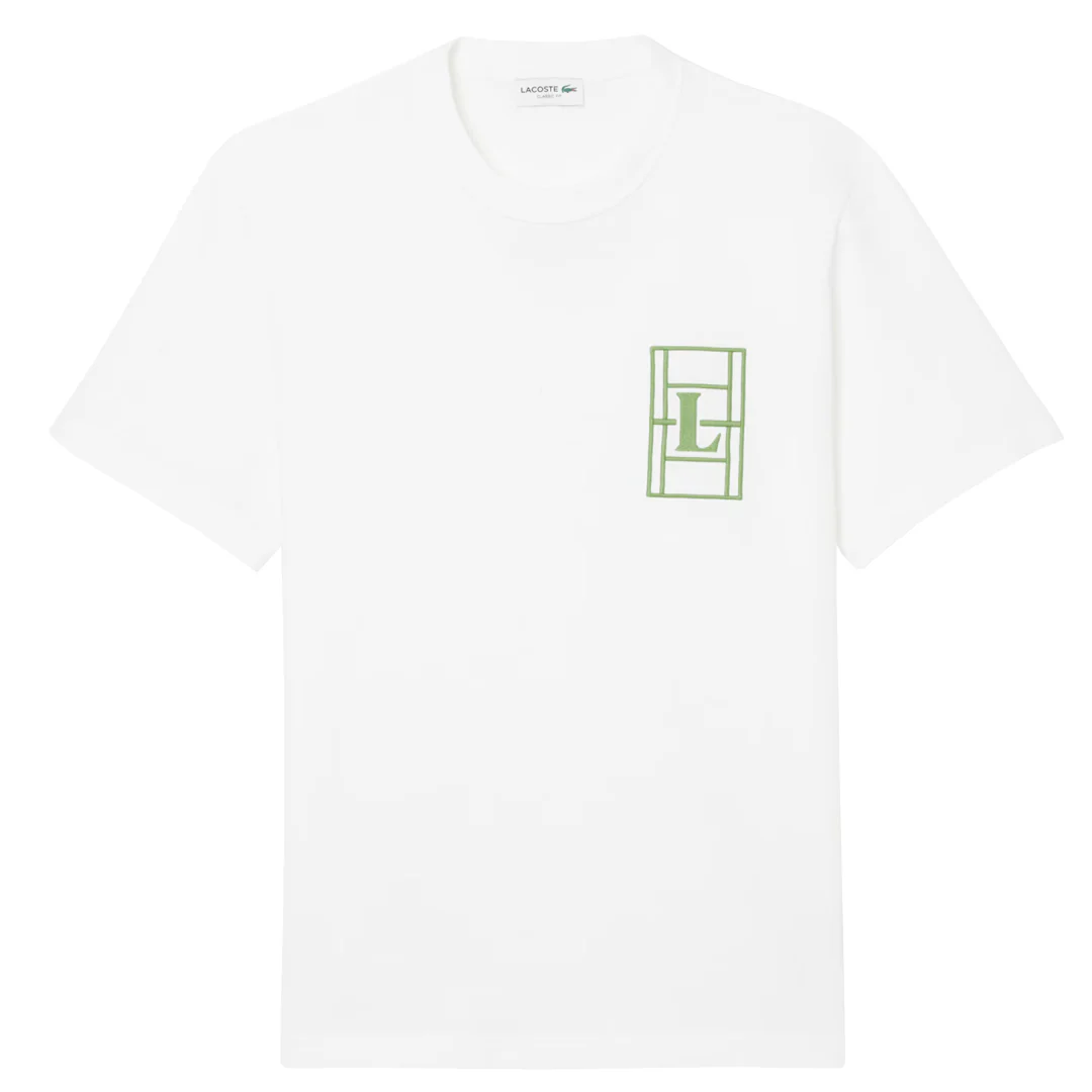 Lacoste Men's Embroidered Jersey Tee - White/Green
