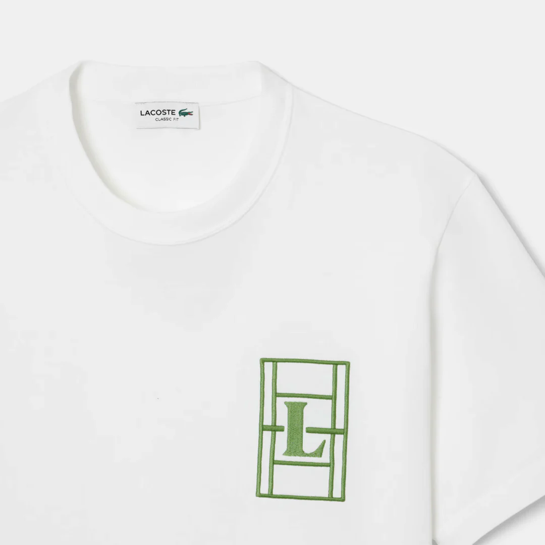 Lacoste Men's Embroidered Jersey Tee - White/Green - Image 2