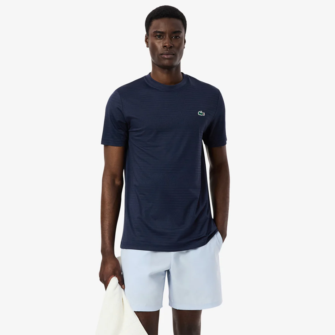 Lacoste Men's Ultra Dry Jacquard Tee - Navy Blue - Image 5