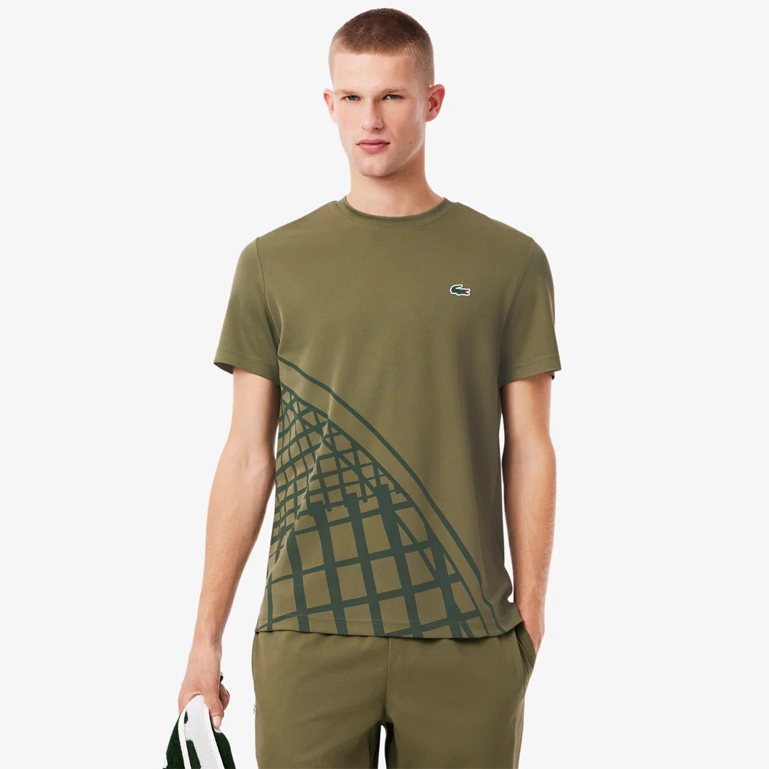 Lacoste Men's Ultra Dry Printed Tee - Khaki Green - Image 4