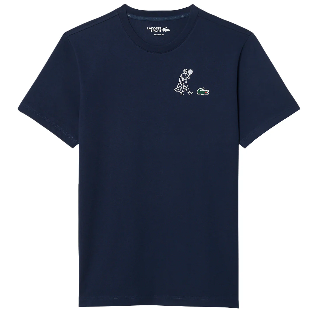 Lacoste Men's Ultra Dry Printed Tee - Navy Blue