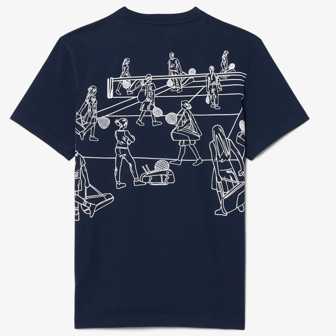 Lacoste Men's Ultra Dry Printed Tee - Navy Blue - Image 2
