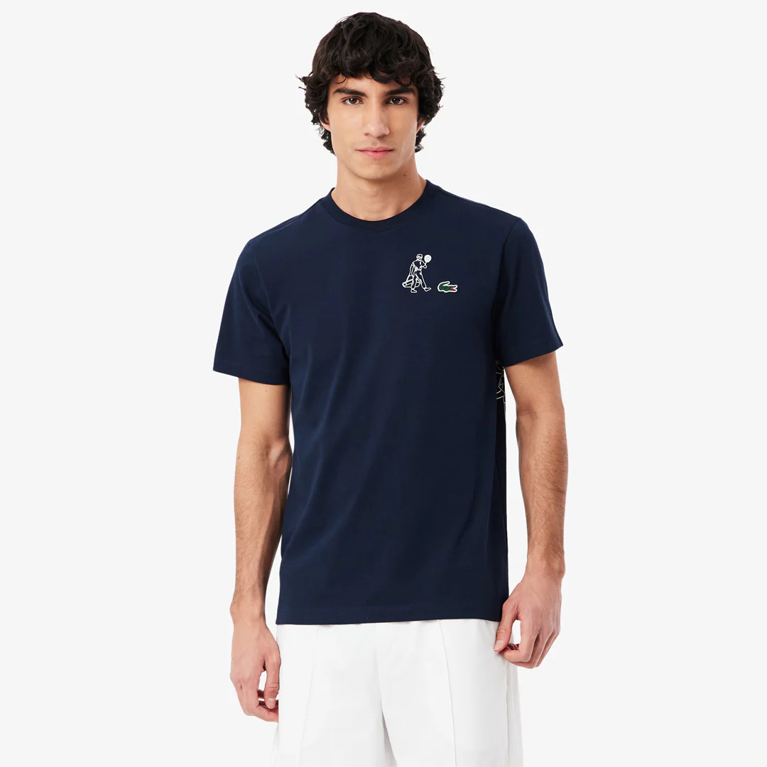 Lacoste Men's Ultra Dry Printed Tee - Navy Blue - Image 5