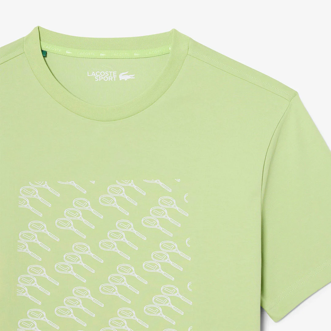 Lacoste Men's Ultra Dry Printed Tennis Tee - Green - Image 2