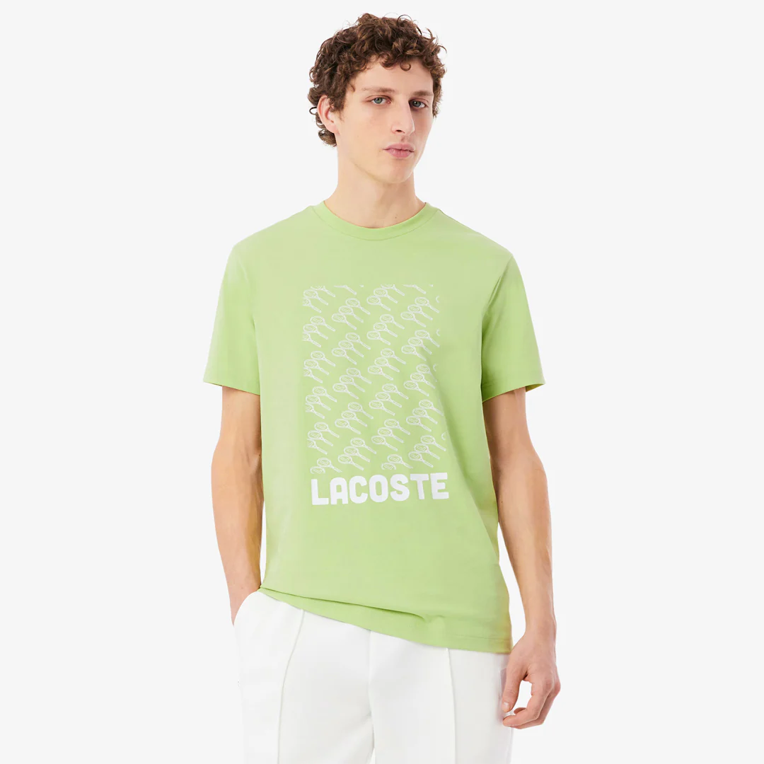 Lacoste Men's Ultra Dry Printed Tennis Tee - Green - Image 5