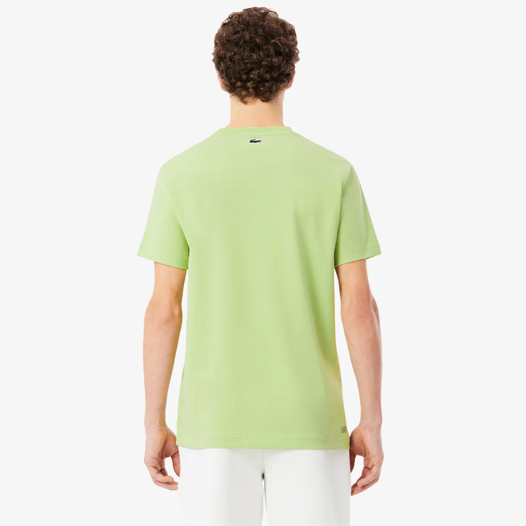 Lacoste Men's Ultra Dry Printed Tennis Tee - Green - Image 6