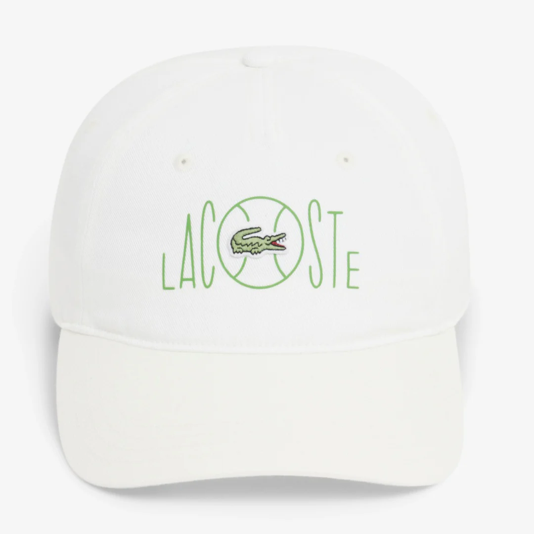 Lacoste Printed Cotton Twill Cap - White/Green - Image 2