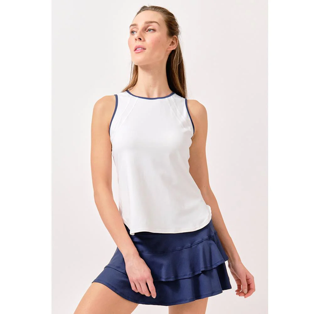 Lija Women's Bea Tank - White/Dark Navy - Image 3