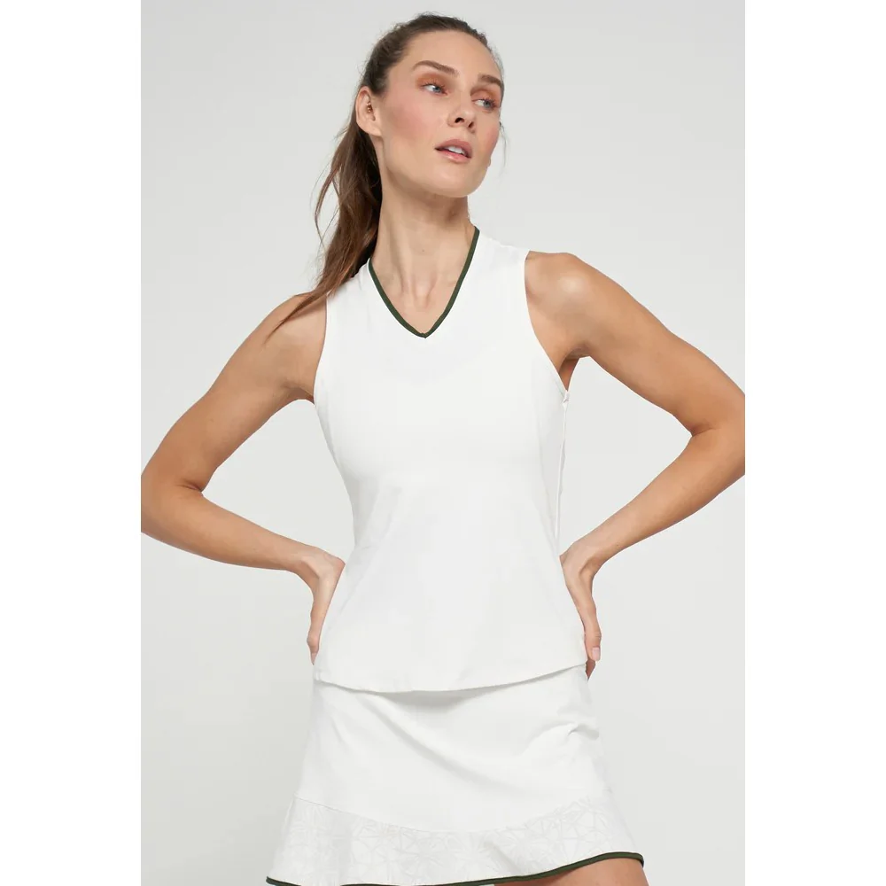 Lija Women's Don't Stop Me Now Victory Tank - White/Dark Olive - Image 3