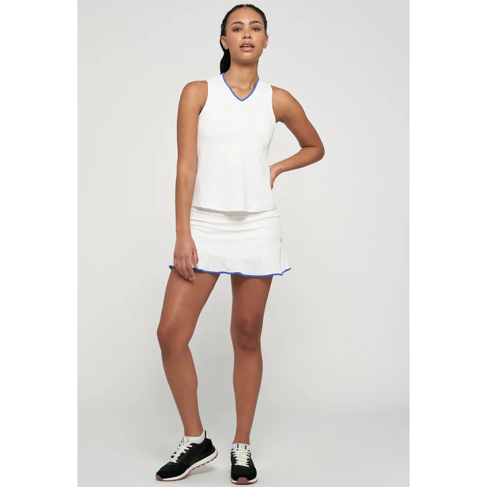 Lija Women's Hot Shot Victory Top - White/Royal Blue - Image 4