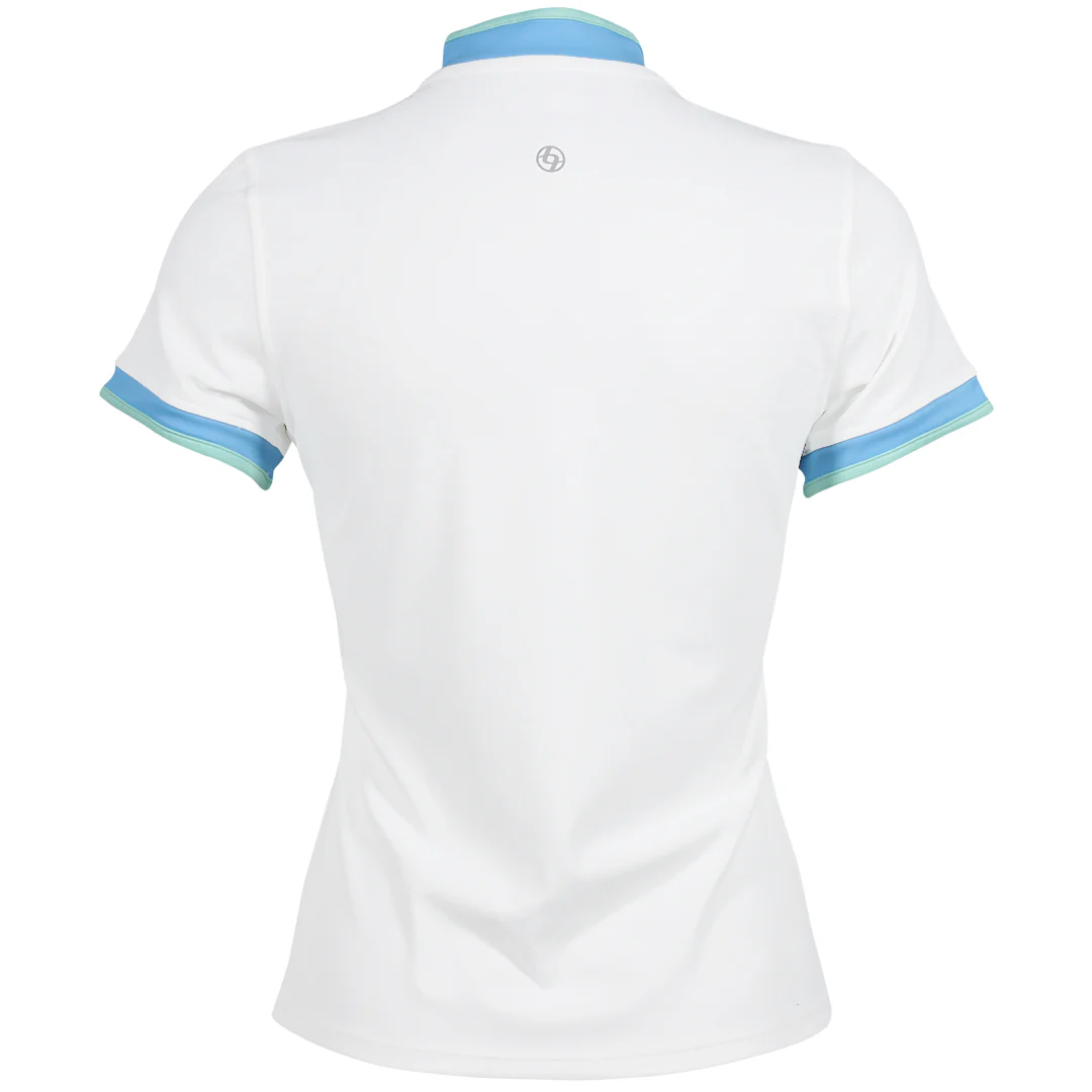 Lija Women's Match Point College Polo - White/Electric Mint - Image 2