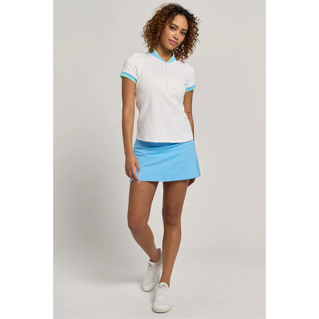 Lija Women's Match Point College Polo - White/Electric Mint - Image 3