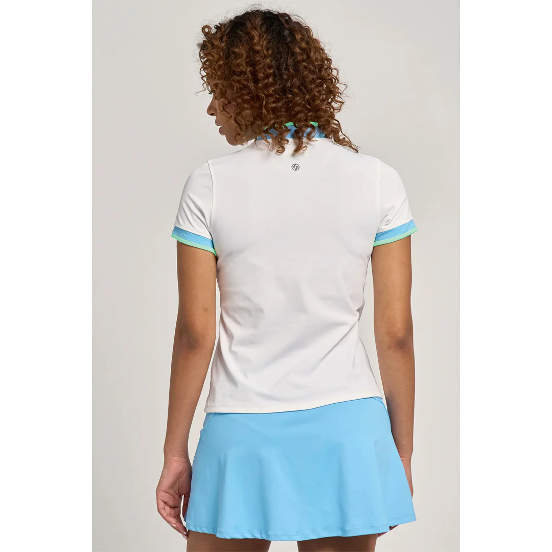 Lija Women's Match Point College Polo - White/Electric Mint - Image 4
