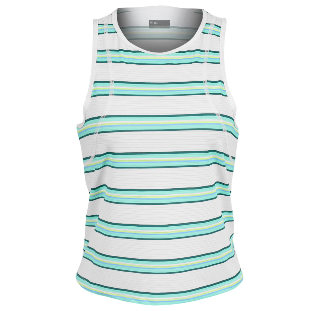 Lija Women's Match Point Shift Printed Tank - Everglade Stripe