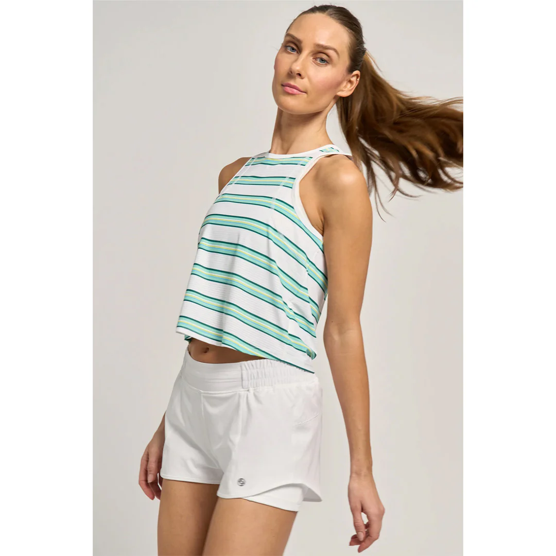 Lija Women's Match Point Shift Printed Tank - Everglade Stripe - Image 4