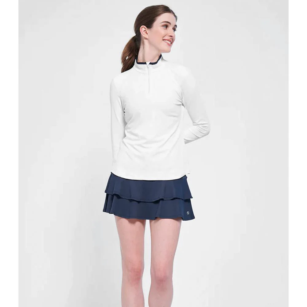 Lija Women's Angle Longsleeve Top - White/Navy - Image 4