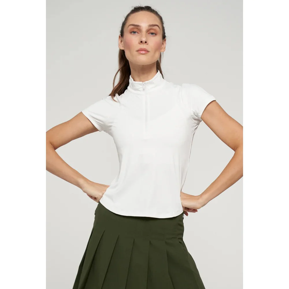 Lija Women's Sly Zip Mock Top - White - Image 3