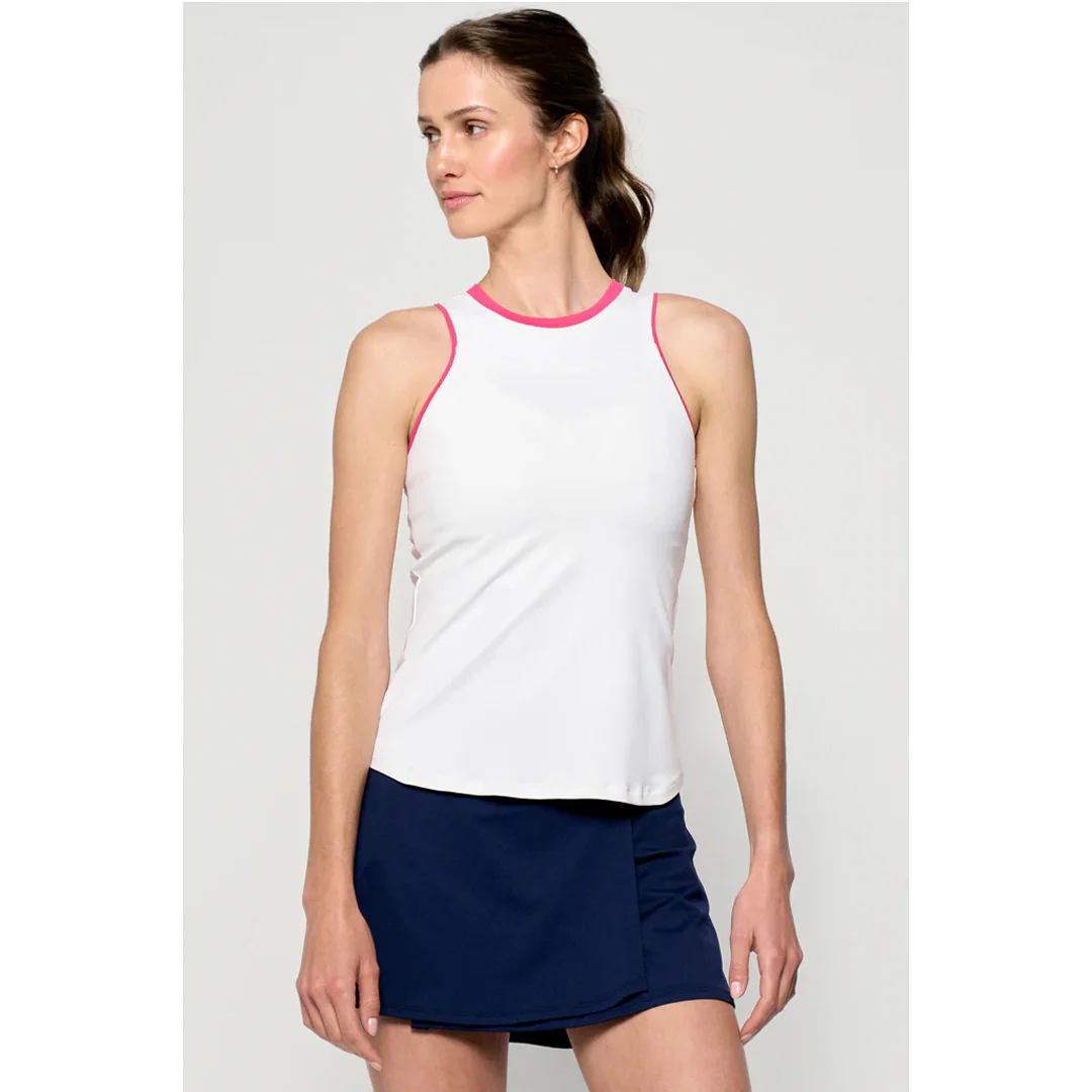 Lija Women's The One To Beat Gracey Tank - White/Raspberry - Image 3