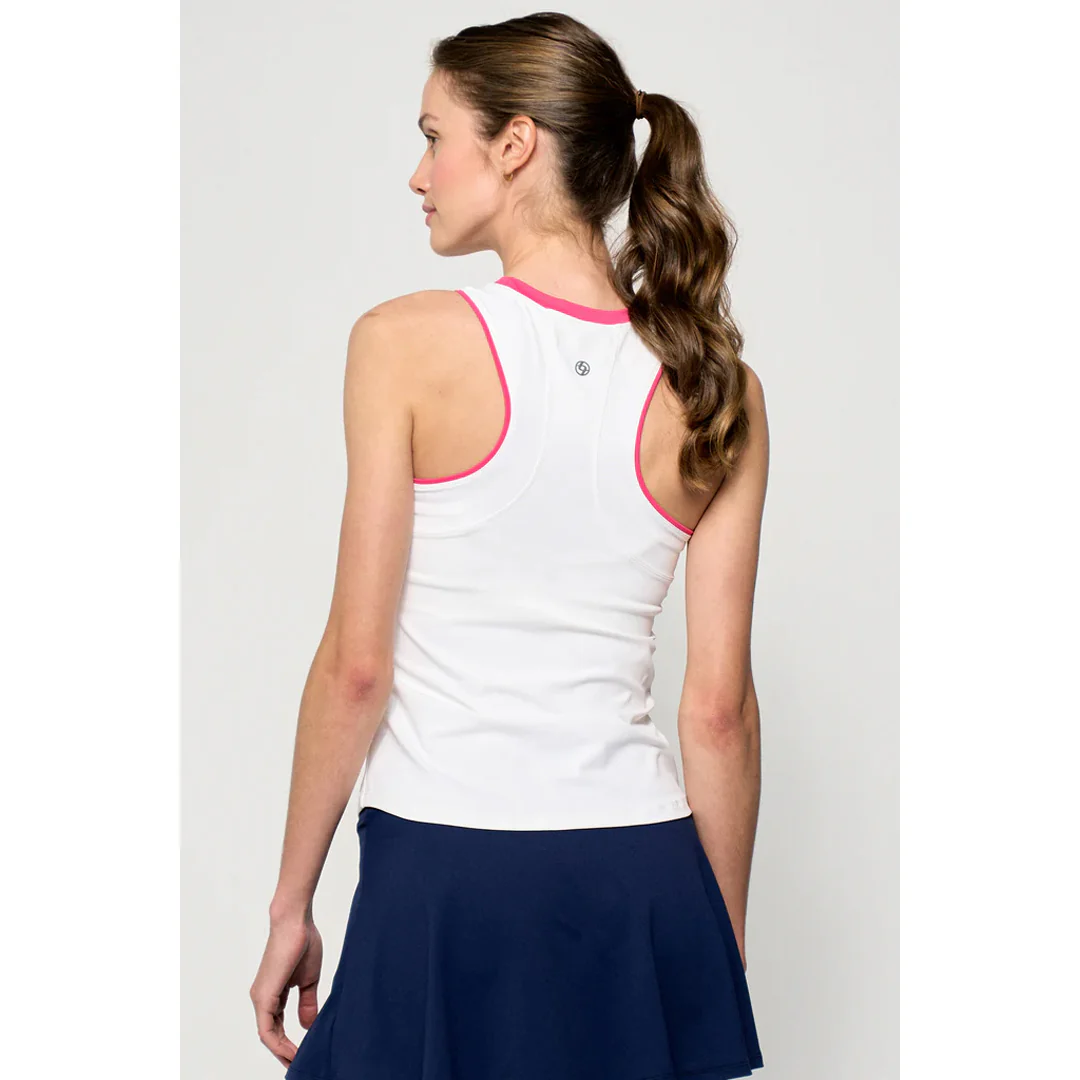 Lija Women's The One To Beat Gracey Tank - White/Raspberry - Image 4