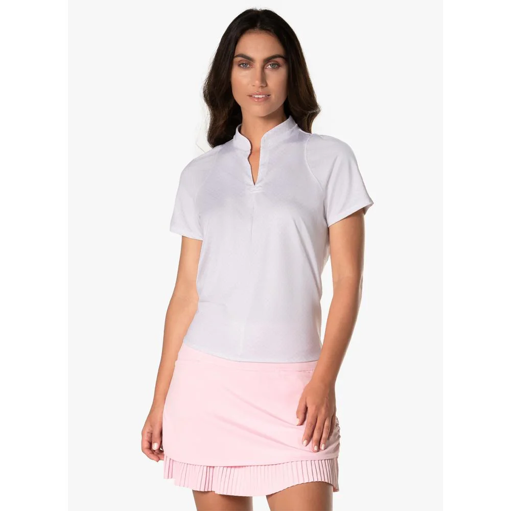 Lucky In Love Women's Deco Grid Tie Back Short Sleeve - White/Pink - Image 2
