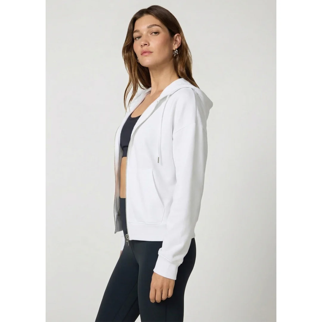 MPG Women's Cozy Fleece Full Zip Hoodie - Brilliant White - Image 5