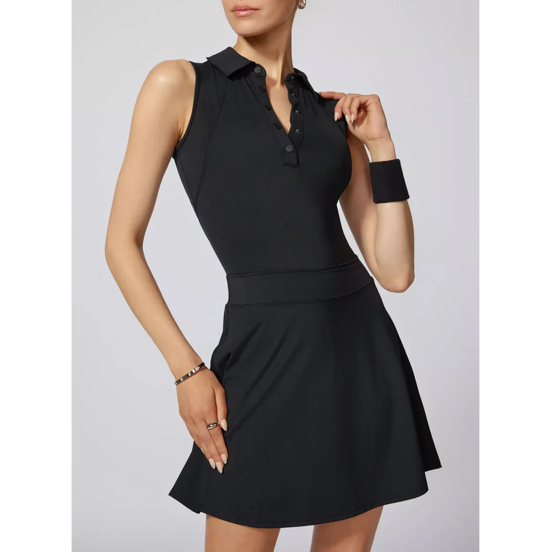 MPG Women's Vital Sleeveless Polo Dress - Black - Image 2
