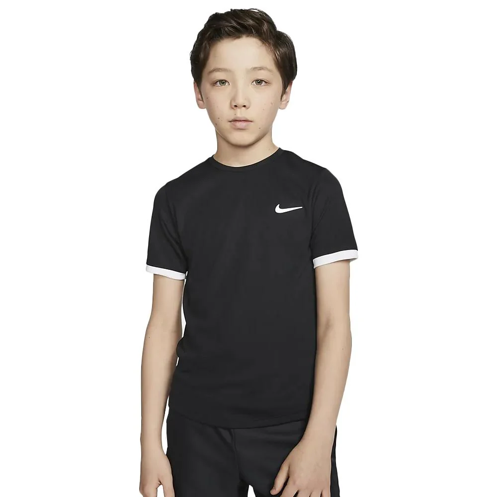 Nike Boys Court DryFit Short Sleeve - Black - Image 3