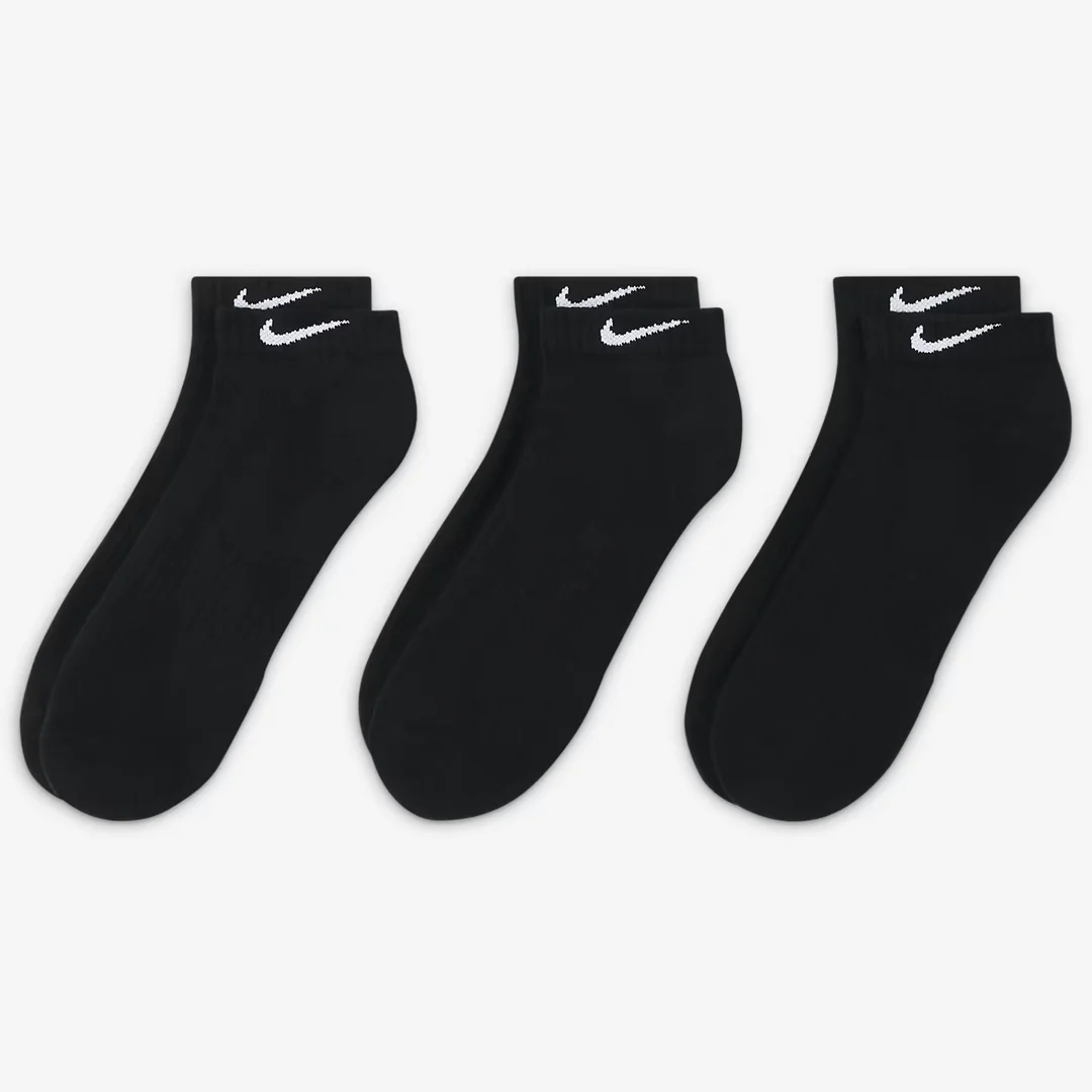 Nike Everyday Cushioned Low Cut 3 Pack Socks - Black - Image 2