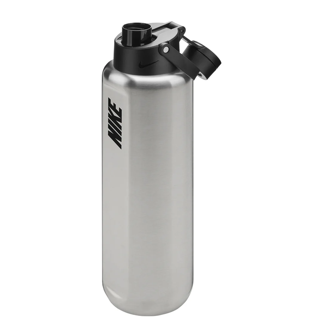 Nike Recharge Chug Stainless Steel Bottle 24oz - Brushed Stainless Steel/Black - Image 2
