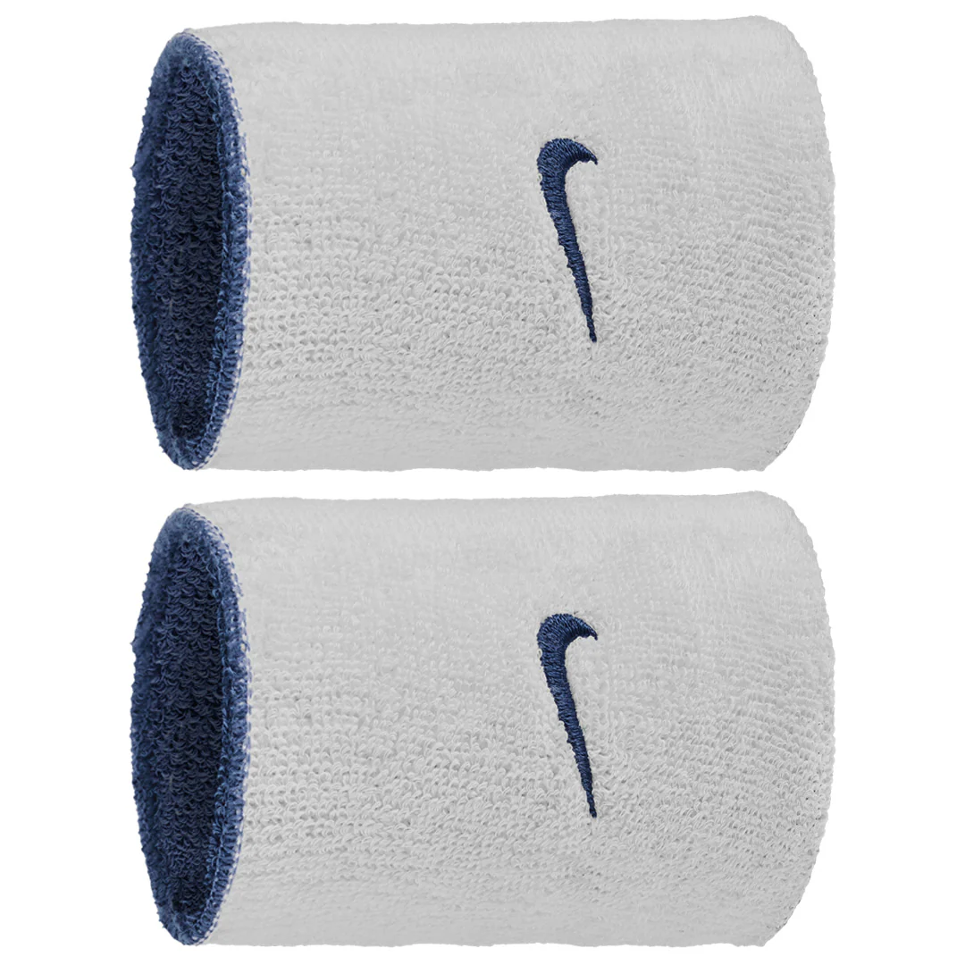 Nike Swoosh Double Wide Reversible Wristband 2 Pack - Classic Navy/White - Image 2