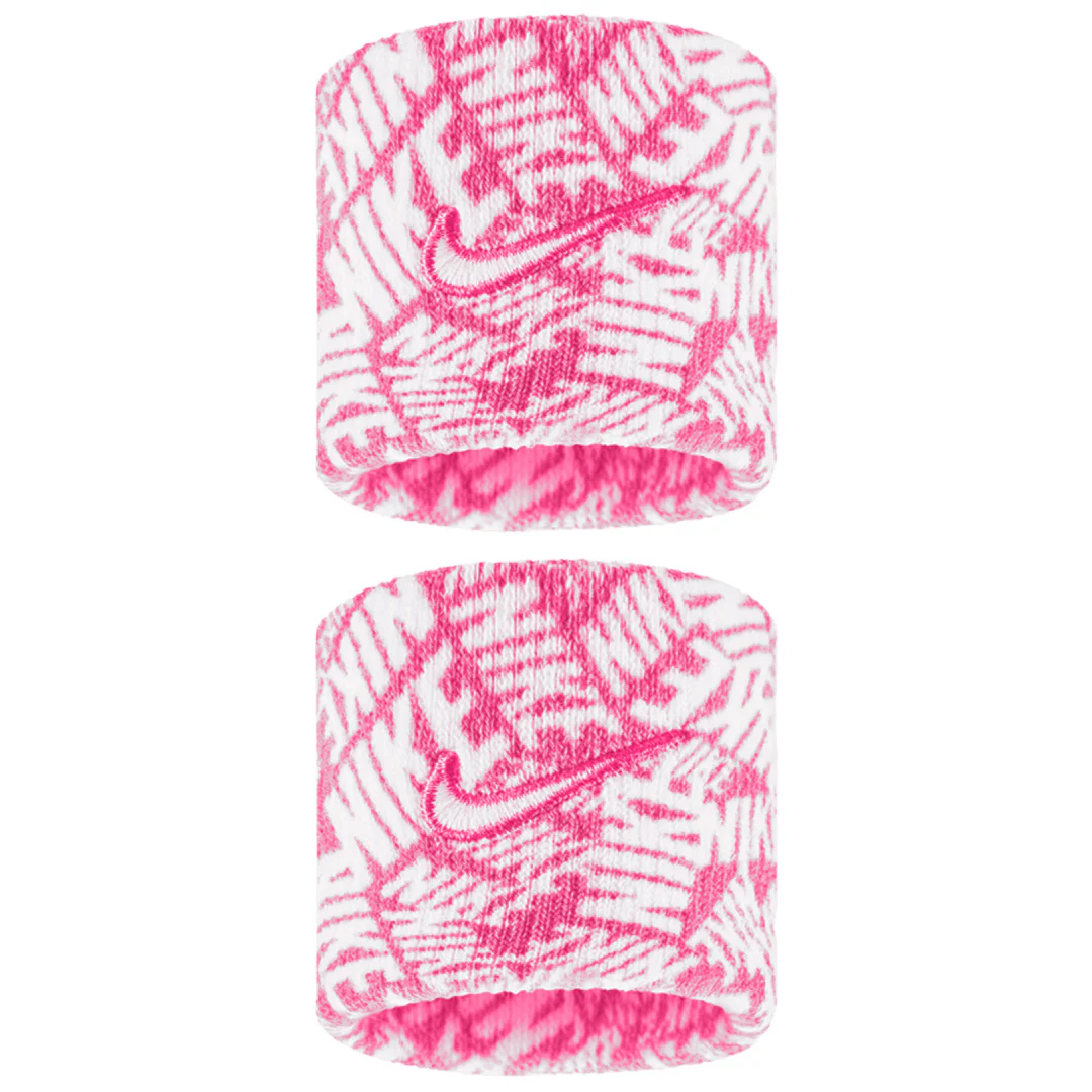 Nike Swoosh Printed Wristband 2 Pack - Playful Pink/White