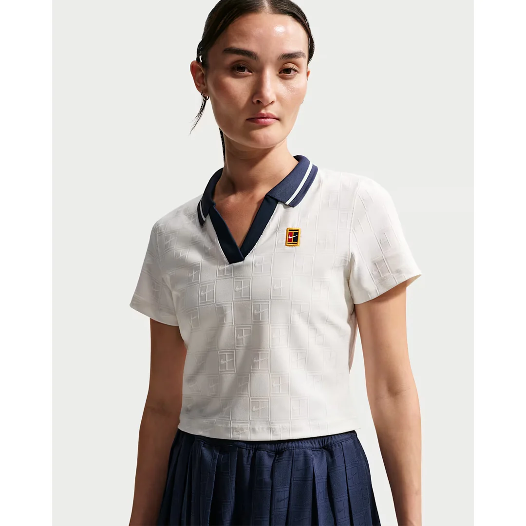 Nike Women's Court Crop Top - Sail/Midnight Navy - Image 2