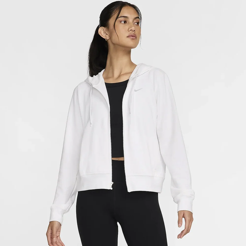 Nike Women's Dri-Fit One Full Zip Hoodie - White - Image 3
